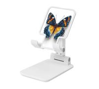 Woshuwo Blue Yellow Butterfly Supporto per telefono cellulare pieghevole ad angolo regolabile in altezza Supporto per cellulare portatile da tavolo compatibile con tutti gli smartphone White-Style