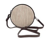 Woshuwo Borsa a tracolla rotonda da donna bianca beige a righe verticali lunghe disegnate a mano