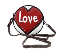 Woshuwo Borsa a tracolla rotonda da donna con cuore rosso e scritta "Love"