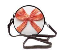 Woshuwo Borsa a tracolla rotonda da donna con fiocco in filato arancione caldo