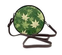 Woshuwo Borsa a tracolla rotonda da donna con motivo giapponese in acero verde fresco