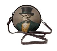 Woshuwo Borsa a tracolla rotonda da donna con ritratto vittoriano vintage estetico a forma di scheletro