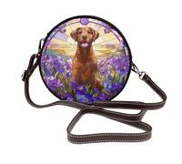 Woshuwo Borsa a tracolla rotonda da donna in pelle con cane labrador, viola e viola