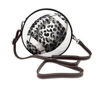 Woshuwo Borsa a tracolla rotonda da donna in pelle con stampa leopardata nera e bianca