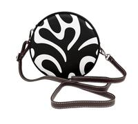 Woshuwo Borsa a tracolla rotonda in pelle bianca e nera con forme organiche da donna