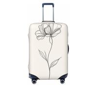 Woshuwo Botanical Line Art - Copripagagli da viaggio elastico con fiore singolo, antipolvere, antigraffio, adatto per valigie da 56-61 cm