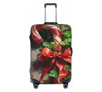 Woshuwo Candy Cane con agrifoglio e fiocco elastico da viaggio copertura antipolvere antigraffio valigia Protector Fit 22-24 pollici