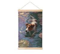 Woshuwo Cane che nuota nell'acqua tela appesa pittura, arte della parete di lino arte domestica pezzo d'arte moderna decorazione fattoria 40x60 cm