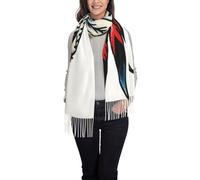 Woshuwo Cappello con piume, sciarpa da donna, sciarpa con nappa, scialle, caldo scialle con frange