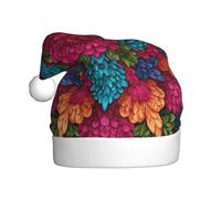 Woshuwo Cappello da Babbo Natale colorato con fiori verdi rossi e blu mandala per adulti cappello di Natale novità cappello di Natale