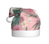 Woshuwo Cappello da Babbo Natale con fiori bianchi e rosa con foglie di banana, per adulti