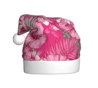 Woshuwo Cappello da Babbo Natale con fiori rosa per adulti