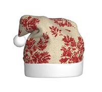 Woshuwo Cappello da Babbo Natale con fiori rossi e fiori, lavorato a maglia su sfondo beige, per adulti