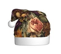 Woshuwo Cappello da Babbo Natale con fiori vintage viola rosa e rose per adulti