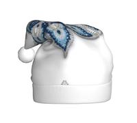 Woshuwo Cappello da Babbo Natale con motivo mandala con fiocchi di neve in argento e pietre preziose blu
