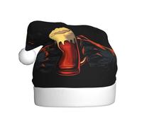 Woshuwo Cappello da Babbo Natale con orso nero che tiene una tazza di birra, cappello di Babbo Natale per adulti, cappello natalizio novità
