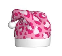 Woshuwo Cappello da Babbo Natale con stampa leopardata rosa per adulti