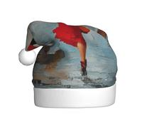 Woshuwo Cappello da Babbo Natale da donna con ombrello rosso sulla strada, cappello natalizio per adulti