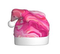 Woshuwo Cappello da Babbo Natale in marmo liquido rosa e rosso per adulti