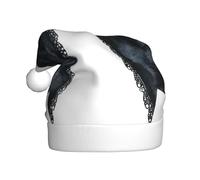 Woshuwo Cappello da Babbo Natale in pizzo nero con fiocco per Halloween