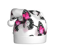Woshuwo Cappello da Babbo Natale rosa e nero con farfalla per adulti