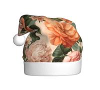 Woshuwo Cappello di Babbo Natale arancione e rosa con peonie rosa per adulti