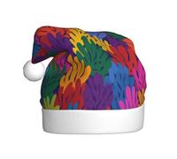 Woshuwo Cappello di Babbo Natale colorato con piante astratte per adulti