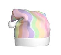 Woshuwo Cappello di Babbo Natale colorato ondulato pastello anni '80 cappello di Natale adulto copricapo novità cappello di Natale