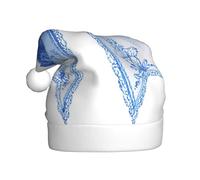 Woshuwo Cappello di Babbo Natale con fiocco in pizzo blu ad acquerello delicato cappello di Natale novità cappello di Natale