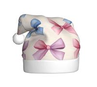 Woshuwo Cappello di Babbo Natale con fiocco rosa e blu per adulti, cappello natalizio novità