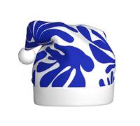 Woshuwo Cappello di Babbo Natale con fiori astratti blu audace blu per adulti cappello di Natale novità cappello di Natale