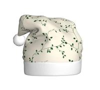 Woshuwo Cappello di Babbo Natale con foglie verdi salvia con motivo a vite avvolgente, cappello da Babbo Natale per adulti