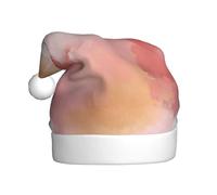 Woshuwo Cappello di Babbo Natale con stampa astratta ad acquerello, morbido, color pesca, rosa polveroso, cappello da Babbo Natale per adulti