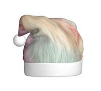 Woshuwo Cappello di Babbo Natale in misto pelliccia, rosa limone, crema, cappello da Babbo Natale, per adulti
