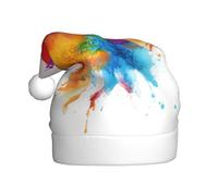 Woshuwo Cappello di Babbo Natale per adulti con schizzi delicati ad acquerello e colori arcobaleno