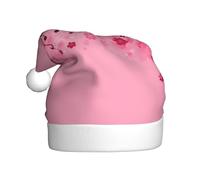Woshuwo Cappello di Babbo Natale rosa con note musicali e fiori per adulti