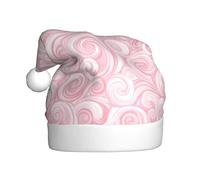 Woshuwo Cappello di Babbo Natale rosa e bianco con vortici per adulti, cappello natalizio novità
