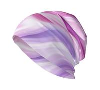 Woshuwo Cappello unisex lavorato a maglia con motivo astratto rosa e viola, cappello caldo con teschio morbido