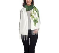 Woshuwo Cappello verde di San Patrizio con trifogli sciarpa da donna nappa sciarpa scialle caldo scialle da donna con frange scialle