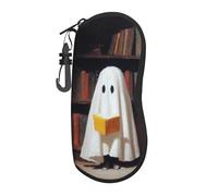 Woshuwo Carino Bianco Fantasma Lettura Libro In Una Biblioteca Portatile Occhiali Da Sole Caso Luce Occhiali Da Sole Borsa Occhiali Da Sole Caso