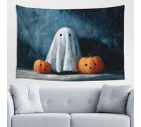 Woshuwo Carino fantasma intagliato zucche Halloween spettrale arazzo da parete arte per camera da letto soggiorno dormitorio moderno arazzo estetico per feste sfondo banner 152 x 101 cm