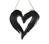 Woshuwo Cartello di benvenuto in legno a forma di cuore semplice in bianco e nero per porta d'ingresso, 30 cm, rotondo, da appendere, decorazione per casa colonica