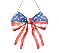 Woshuwo Cartello di benvenuto in legno con bandiera americana ad acquerello per porta d'ingresso, 30 cm, rotondo, da appendere, decorazione per casa colonica