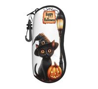 Woshuwo Caso di occhiali da sole portatile della lampada di via del gatto nero di Halloween della cassa degli occhiali della luce della