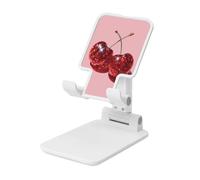 Woshuwo Ciliegie rosse con palla da discoteca stile preppy pieghevole supporto per telefono cellulare regolabile in altezza Supporto per cellulare portatile da tavolo compatibile con tutti gli