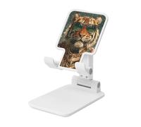 Woshuwo Cool Tiger indossa occhiali da sole catene dorate Supporto pieghevole per telefono cellulare ad angolo regolabile altezza desktop portatile culla per cellulare compatibile con tutti gli
