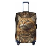 Woshuwo Copertura elastica da viaggio con gatto arancione vestito da re con corona, antipolvere e antigraffio, adatta per valigie da 56-61 cm