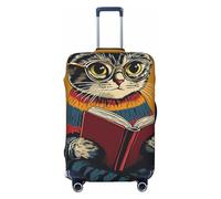 Woshuwo Copertura elastica per bagagli da viaggio con cane che legge un libro, antipolvere, antigraffio, adatta per valigie da 56-61 cm