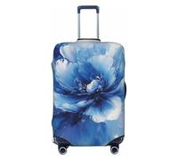 Woshuwo Copertura elastica per bagagli da viaggio con fiori astratti blu e bianchi, antipolvere e antigraffio, adatta per valigie da 56-61 cm