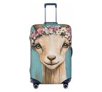 Woshuwo Copertura elastica per bagagli da viaggio con ritratto di capra minimalista e fiori selvatici, antipolvere, antigraffio, adatta per valigie da 56-61 cm